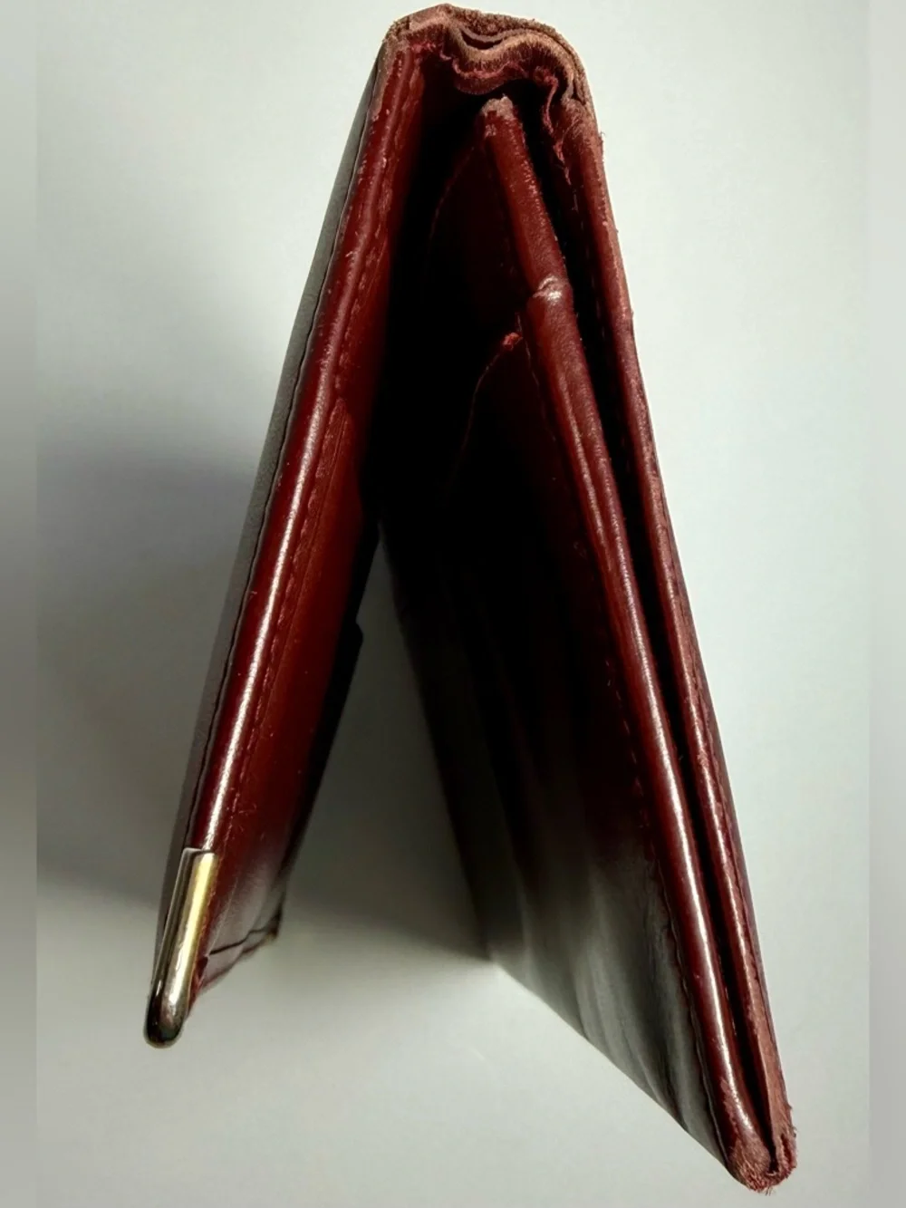 Cartier Must de Cartier Burgundy Leather Long Wallet Vintage Gold Corners